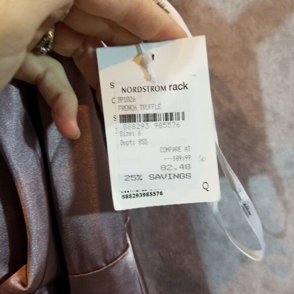 Jenny Packham Sleeveless Stretch Wrap Dress with Sash French Truffle size US6 - Picture 6 of 11